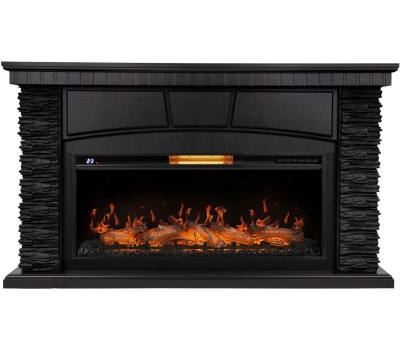 Камин электрический ROYAL THERMO Каминокомплект: Очаг Aurora RTFP/P-AR40LS, портал Porto 40 камень черный шпон венге