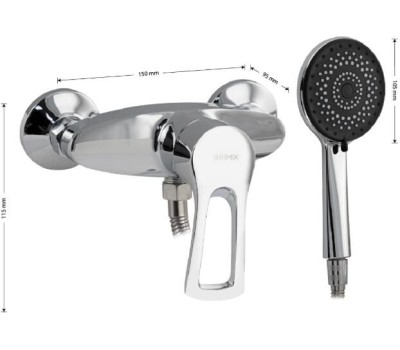 BRIMIX - Смеситель в душевую кабину с гибким шлангом, шаровый, 40 мм 3504