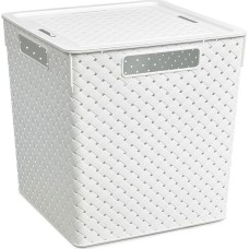 Корзина для хранения VIOLET Береста 23л с крышкой белая 6823106