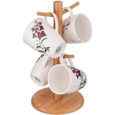 Набор чайный BRONCO 474-131 MEADOW на деревянной подставке 300мл (4 предмета)