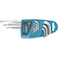 Набор ключей GROSS Набор ключей имбусовых HEX, 1.5-10 мм, S2, 9 шт, удлиненные с шаром, сатинированные 16403