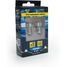 Лампа автомобильная AVS S009A T15/белый/(BA15S) 54SMD 3014 10-30V 1 contact, коробка 2 шт