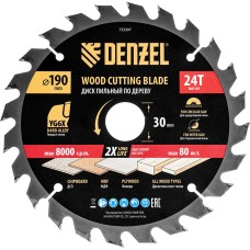 DENZEL Пильный диск по дереву ф190 х 30 мм, 24 зубьев 733397
