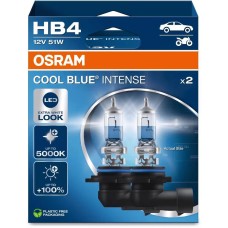 Лампа галогенная OSRAM Автолампа галогенная HB4 (51W P22D +100%) COOL BLUE INTENSE (евробокс, 2шт) 5000K 12V