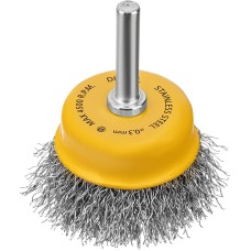 DENZEL Щетка для дрели, 50 мм, Чашка, со шпилькой, нержавеющая витая проволока 744633