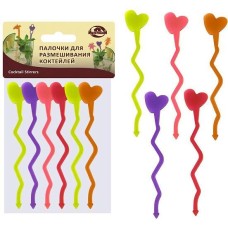 MULTIDOM Палочки для размешивания коктейлей «Сердечко» Набор 6шт. 17,6 см МТ76-105