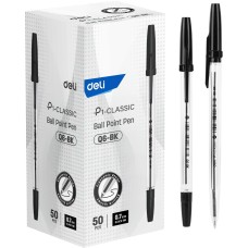 DELI Ручка шариков. P1-Classic EQ6-BK прозрачный d=0.7мм черн. черн