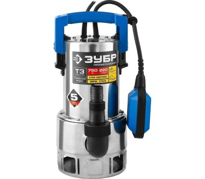 Дренажный насос ЗУБР НПГ-Т3-750-С Профессионал , дренажный насос для грязной воды, корпус - нерж. сталь