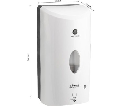 Дозатор сенсорный MAGNUS 681 Дозатор СЕНСОРНЫЙ, для ПЕНЫ, пластик АБС, БЕЛЫЙ с чёрным, 1200 мл