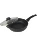 Сковорода МЕЧТА С26802 Гранит black 26см с несъемной ручкой и стекл. крышкой