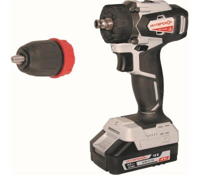 Дрель-шуруповерт ИНТЕРСКОЛ ДА-13/18ВК бесщеточная аккум. дрель-шуруп. Li-ion АПИ (кейс, 2 аккум. 1,5Ач, ЗУ)
