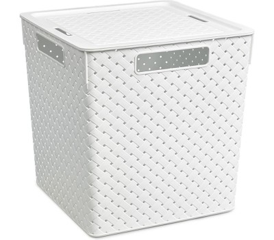 Корзина для хранения VIOLET Береста 23л с крышкой белая 6823106