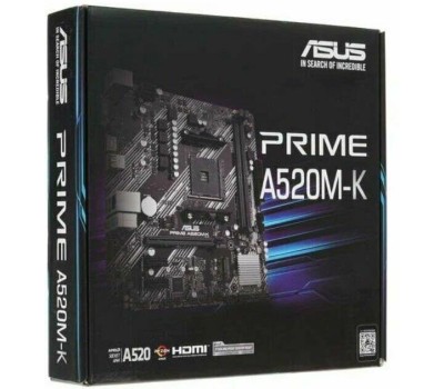 Материнская плата Asus PRIME A520M-K RTL {Soc-AM4 AMD A520 2xDDR4 mATX AC`97 8ch(7.1) GbLAN RAID+VGA+DVI+HDMI}