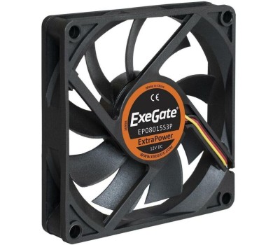 EXEGATE EX283374RUS Вентилятор ExtraPower EP08015S3P, 80x80x15 мм, подшипник скольжения, 3pin, 2500RPM, 26dBA