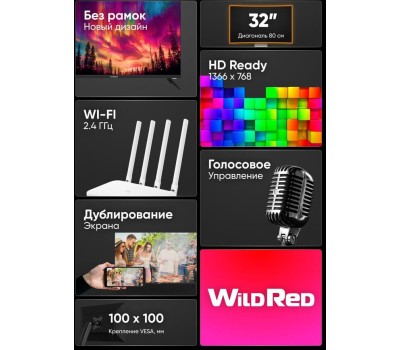 Телевизор SOUNDMAX SM-LED32M09S HD SMART TV Android Безрамочный