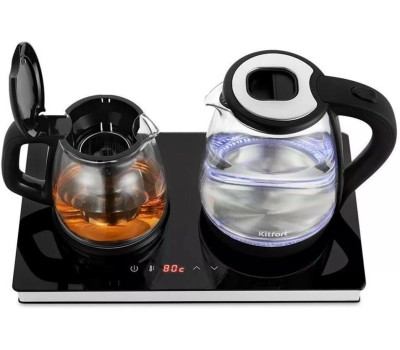 Чайный набор KITFORT КТ-6181 2л. 1500Вт черный/нержавеющая сталь корпус: стекло/пластик