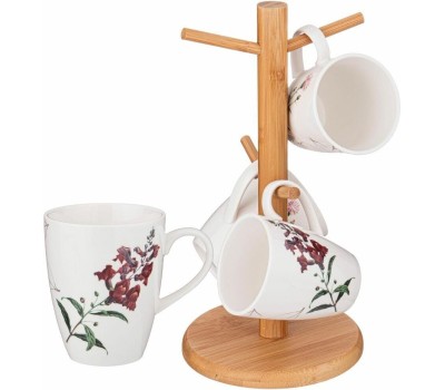 Набор чайный BRONCO 474-131 MEADOW на деревянной подставке 300мл (4 предмета)