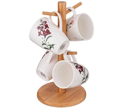 Набор чайный BRONCO 474-131 MEADOW на деревянной подставке 300мл (4 предмета)