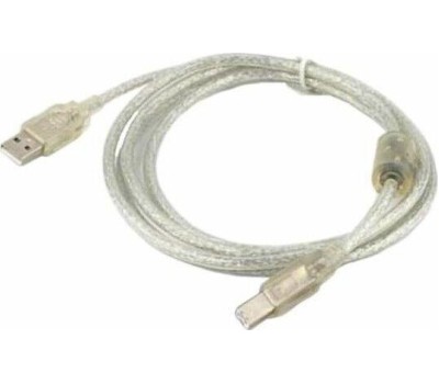 GEMBIRD Cablexpert Кабель USB 2.0 Pro, AM/BM, 3м, экран, 2 феррит.кольца, прозрачный (CCF-USB2-AMBM-TR-10)