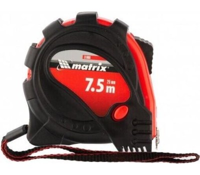 Рулетка MATRIX Рулетка Status Magnet 3 fixations,7,5 м х 25 мм,обрезиненный корпус,зацеп с магнитом 31006