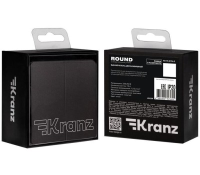KRANZ Выключатель ROUND 2 кл проходной (переключатель) 10А с/у титан