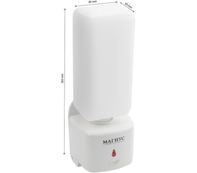 МАГНУС - Дозатор СЕНСОРНЫЙ, для жидкого МЫЛА, пластик АБС, БЕЛЫЙ, 1000 мл, питание 4АА 675