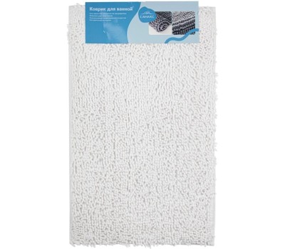 САНАКС - Коврик в ванную МОСС, одинарный, БЕЛЫЙ, 50 х 80 см, 100% хлопок, ворс 20 мм 00409