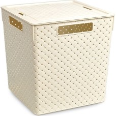 Корзина для хранения VIOLET Береста 23л с крышкой слон. кость 6823126