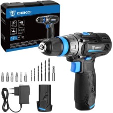 Дрель-шуруповерт аккумуляторная DEKO DKCD12V PRO в кейсе co съемным патроном + оснастка 13 шт, 12В, 2х1.5Ач 083-1004