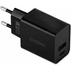 DIGMA Сетевое зарядное устройство DGW2D, USB-A, USB-C, 20Вт, 3A, черный [dgw2d0f110bk]