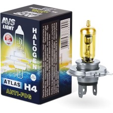 Лампа галогенная AVS Галогенная лампа /ATLAS ANTI-FOG/BOX желтый H4.12V.60/55W.коробка 1шт