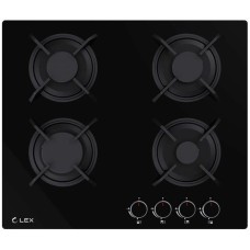 Варочная панель газовая LEX Газовая варочная панель GVG 643 BBL, 4 конфорки, закаленное стекло, черный