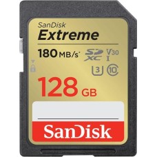Карта памяти SANDISK Карта памяти Extreme SD UHS I 128GB Card for 4K Video for DSLR and Mirrorless Cameras 180MB/s Read & 90MB/s Write