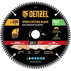 DENZEL Пильный диск по дереву ф250 х 30 мм, 96 зубьев 733597