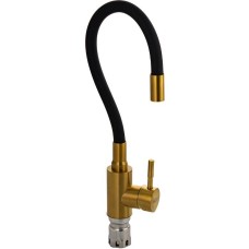 МАГНУС - Смеситель для кухни, с гибким изливом черного цвета, корпус из нержавеющей стали, цвет МАТОВОЕ ЗОЛОТО 9267