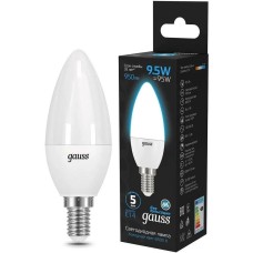 GAUSS Лампа светодиодная 103101310 9.5Вт цок.:E14 свеча 220B св.свеч.бел.хол. (упак.:10шт)