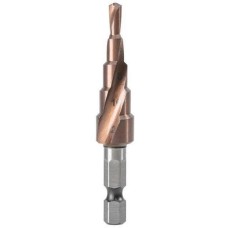 DELI Оснастка Сверло ступенчатое по металлу DH-JTZ012-E3 (4-12мм, HSS M35, спиральная канавка, шестигранный хвостовик)