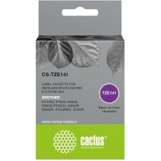 CACTUS Картридж ленточный CS-TZE141 TZe-141 черный на прозрачном 18x8 для Brother PT-P700/P750W/P900W/P950W/PT-D210/D450VP/D600VP/PT-2430PC/2700VP без чипа