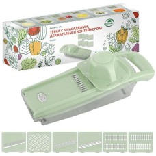 MULTIDOM Терка с 6 насадками, держателем и контейнером. Размер 35х8х13 см. # МТ76-119