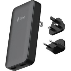 TTEC Сетевое зарядное устройство со сменными вилками EU-UK-US-AUS SmartCharger Trio GaN 65W PD EU-UK-US-AUS Universal International Charge Kit. Цвет: черный