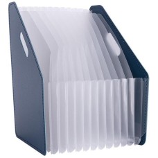 DELI Папка с 13 прозр.вклад. 63952DK-BLUE A4 полипропилен темно-синий с ручками