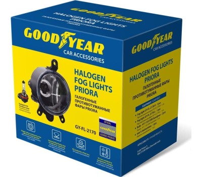 Противотуманные фары GOODYEAR GY019003 фары противотуманные галогенные с лампами (GY-FL-2170-R / H11 12V GY-FL-2170-L / H11 12V) для а/м Lada Priora 1 VAZ 21230 (Niva Ch