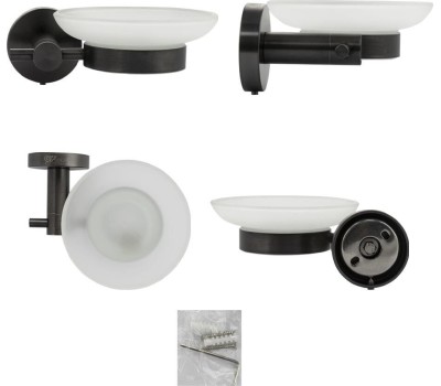 Аксессуары для ванной комнаты и туалета GFMARK 78004 Мыльница стеклянная с креплением к стене ГРАФИТ