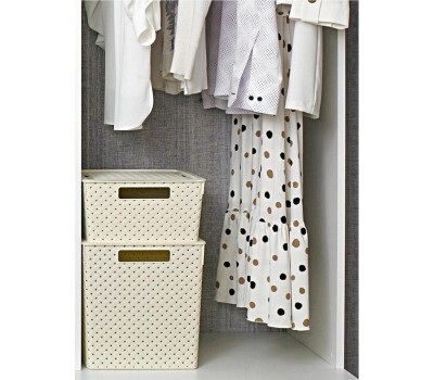 Корзина для хранения VIOLET Береста 23л с крышкой слон. кость 6823126