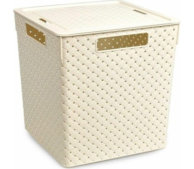 Корзина для хранения VIOLET Береста 23л с крышкой слон. кость 6823126