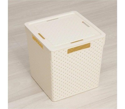 Корзина для хранения VIOLET Береста 23л с крышкой слон. кость 6823126