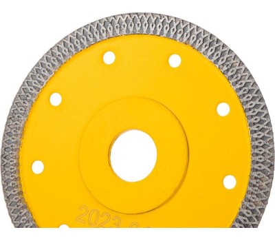 Алмазный диск DENZEL Диск алмазный отрезной 125 х 22,2мм, сплошной, супертонкий, горячий пресс, сухой/мокрый рез 73058