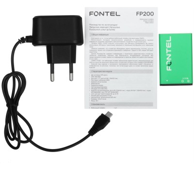 Телефон мобильный FONTEL FP200 черно-зеленый