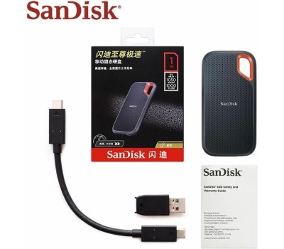 SANDISK Твердотельный накопитель SSD Extreme 1TB Portable SSD - up to 1050MB/s Read and 1000MB/s Write Speeds, USB 3.2 Gen 2, 2-meter drop protection and IP55 resistance