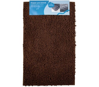 САНАКС - Коврик в ванную МОСС, одинарный, коричневый, 50 х 80 см, 100% хлопок, ворс 20 мм 00411